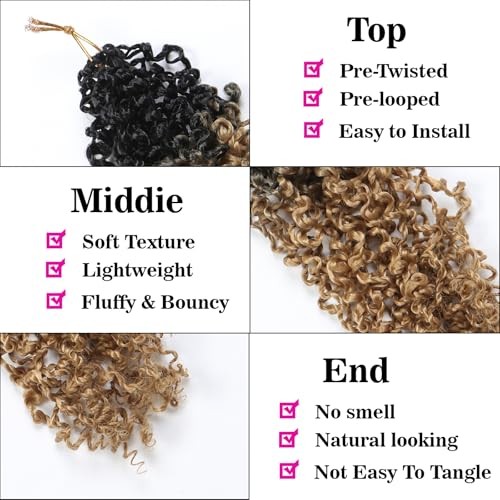 9 packs Yanky Twist Crochet Hair – 8 10 12 Inch (Pack of 9) OT1B/27#