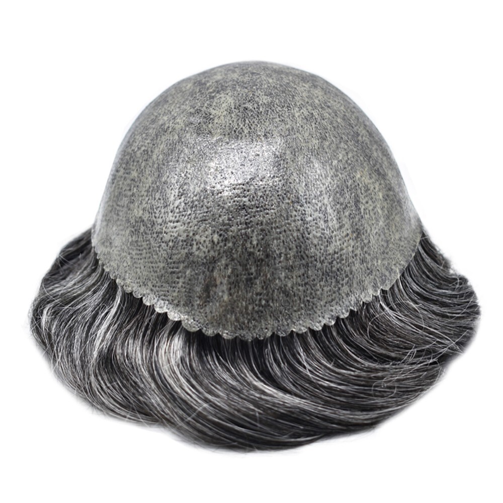 Mens Wig Units Human Hair Toupee Systems Full PU Poly Thin Skin Male Hairpiece
