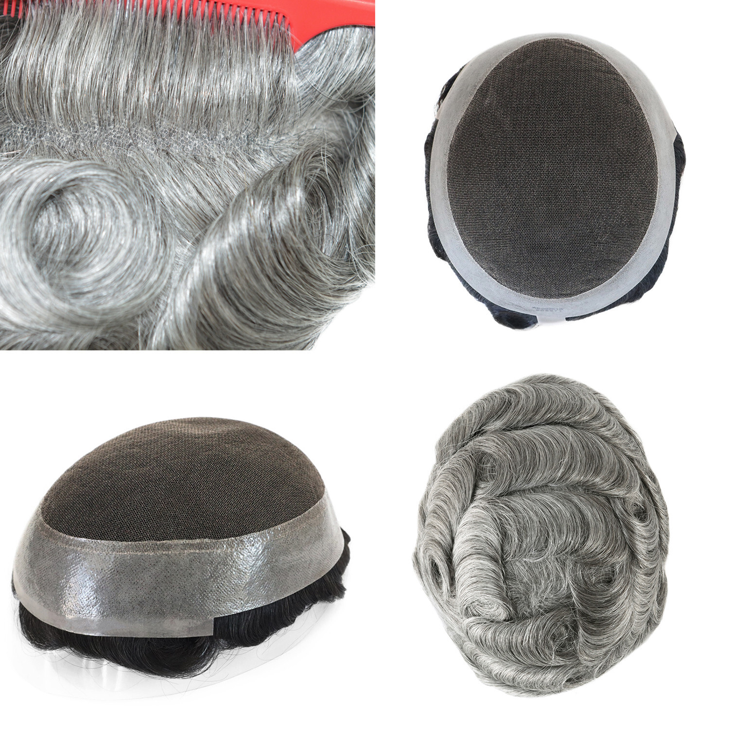 Toupee For Mens Hairpiece Lace Hair System Replacement Poly Skin Around Gent Wig