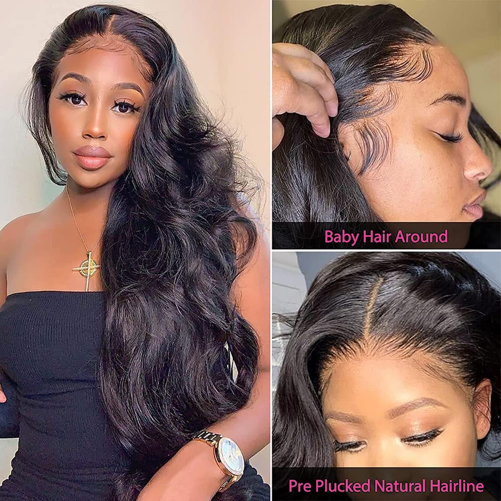 20 Inch Body Wave Glueless Wigs Human Hair 4×4 Lace Closure Wigs 200 Density