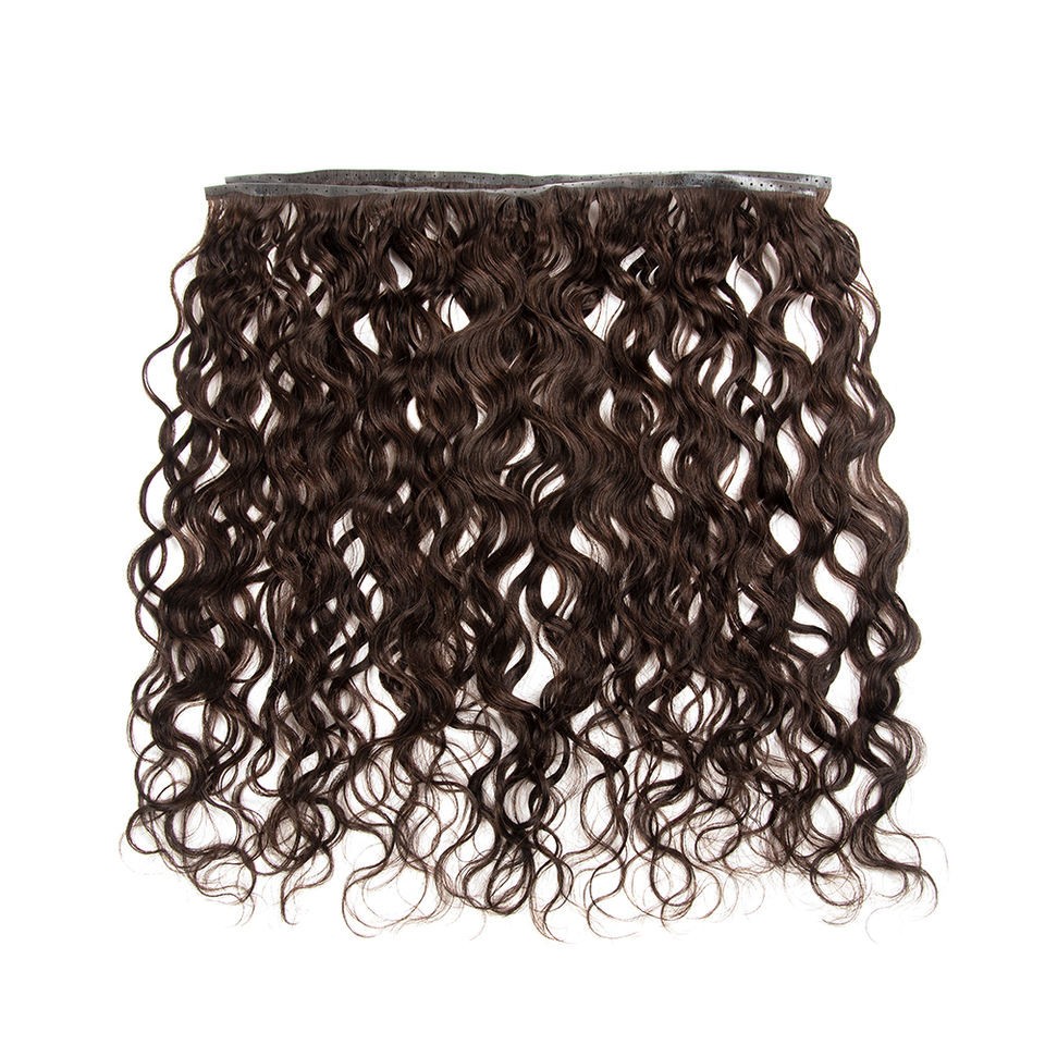 18″22″ Curly Wavy invisible Russian Hole Weft 100% Human Hair Extensions 100g