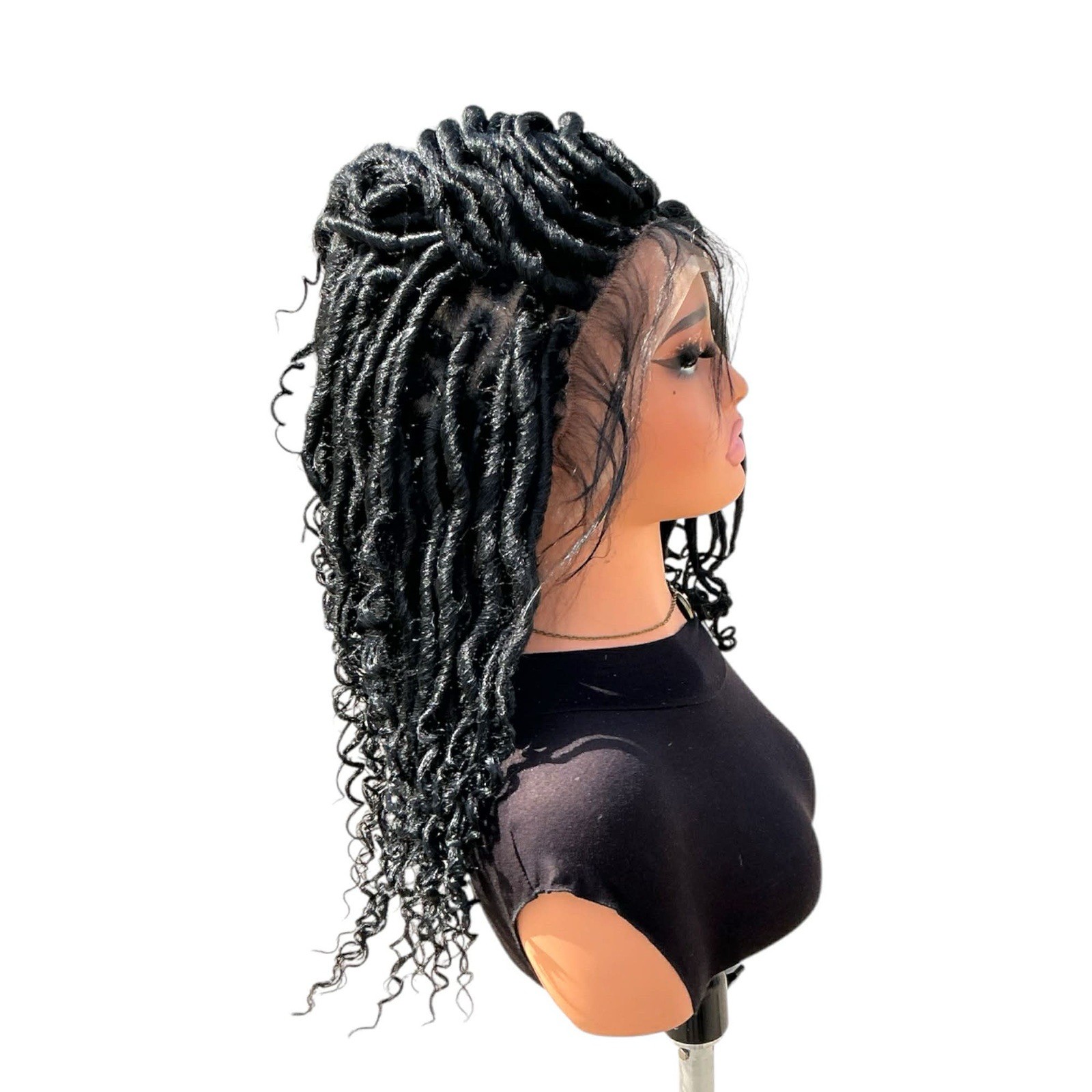 Women’s Synthetic Curly Dreadlocks Wig Classic Cap One Size Black 21-30in