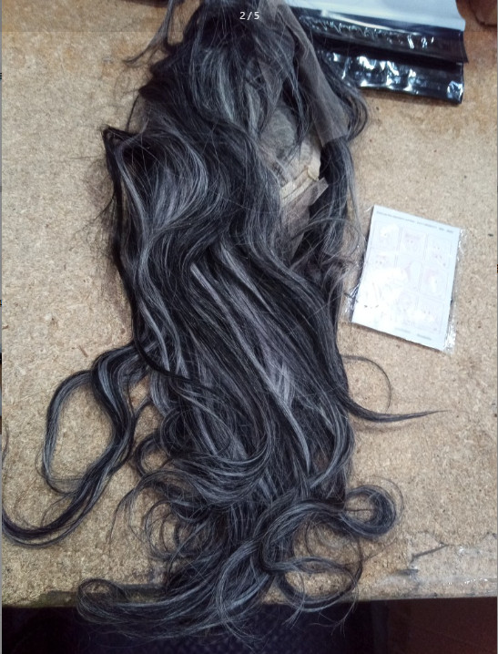 14in Salt and Pepper Highlight Human Hair Lace Front Wigs 13×4 Wavy Wigs 23.5cap