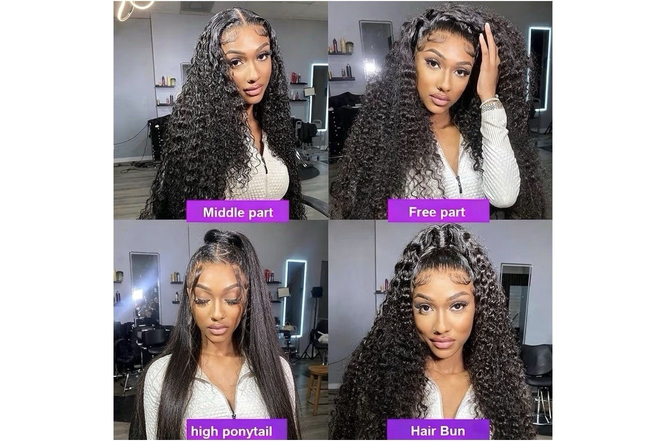 13×4 HD Lace Front Deep Wave Human Hair Wig Pre-Plucked Black Medium Cap