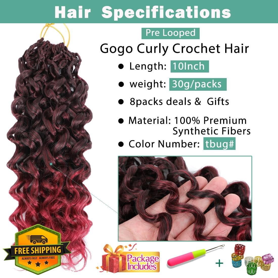 Agstgla 10″ 8pk Crochet Hair TBUG#