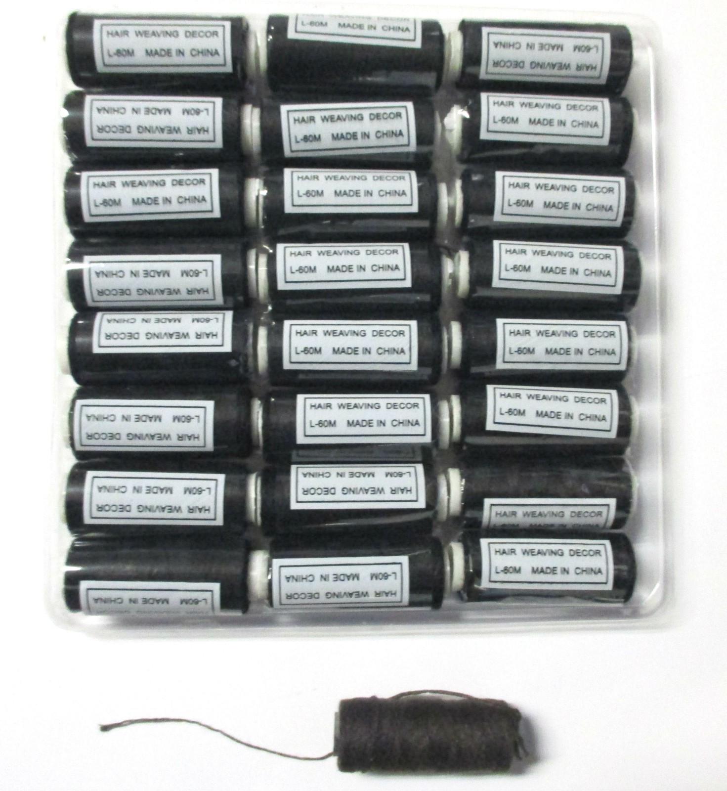 LOT OF 12, 24 PCS–BLACK , BROWN 60 METER HAIR WEAVING THREADS NYLON ,EXTENSION