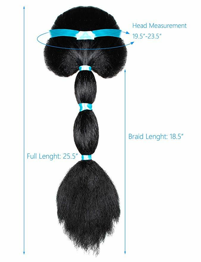 Adult Aladdin Princess Jasmine Cosplay Black Wig w/Ribbon for Halloween Costume