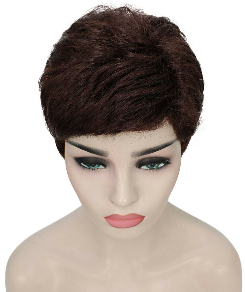 Lucille – Srraight Kanekalon Synthetic Fiber Full Wig, 1.75-3.25 in, Dark Auburn