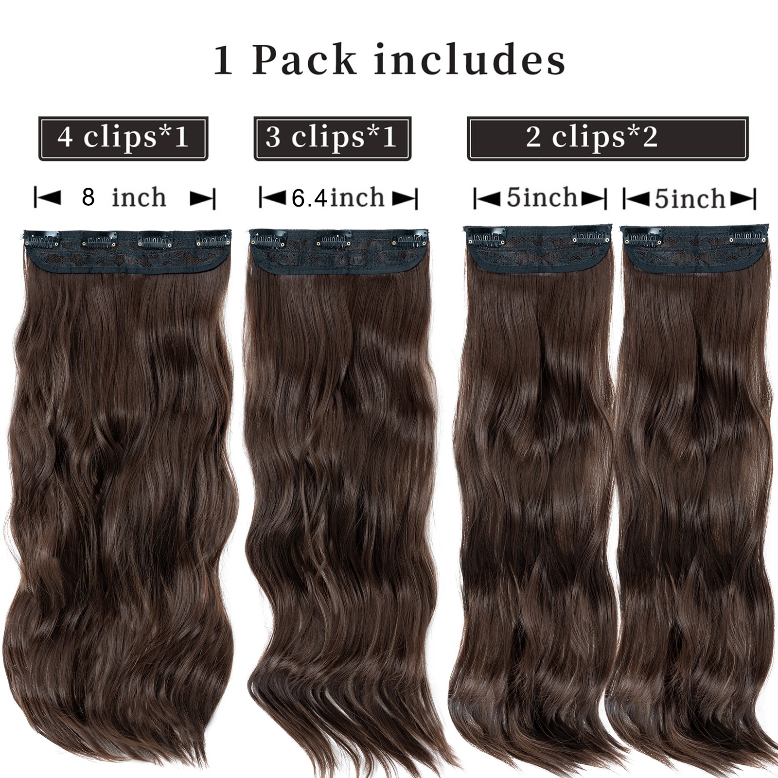 Long Curly Wavy 4PCS Clip in as Human Hair Extensions Natural THICK Balayage USA