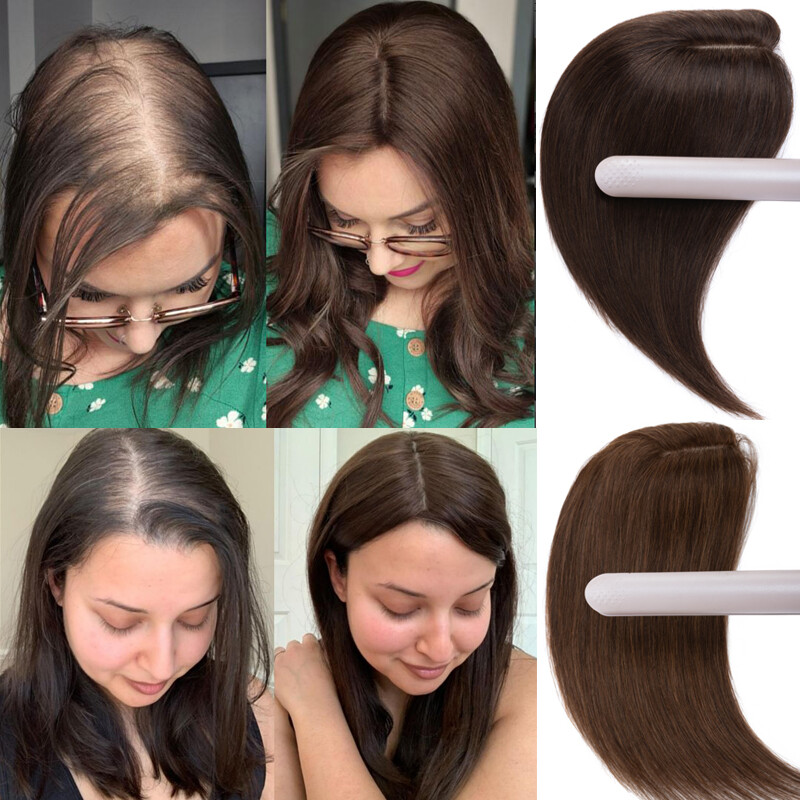 Clip In 100% Real Human Hair Topper Hairpiece Toupee Wigs For Lost Hair Thick US