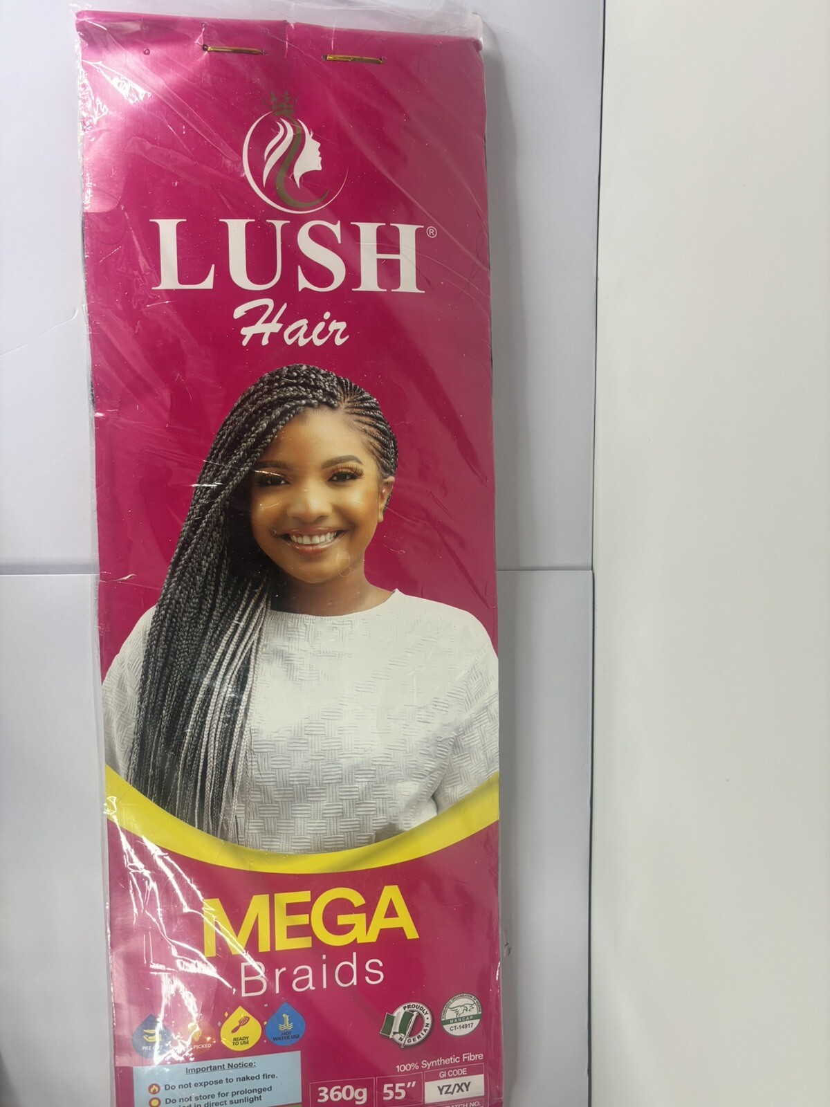 Mega Braids 6X Pre-cut Pre-Picked 55″ Lush Hair Colour 1 (1 Pack Does It All)