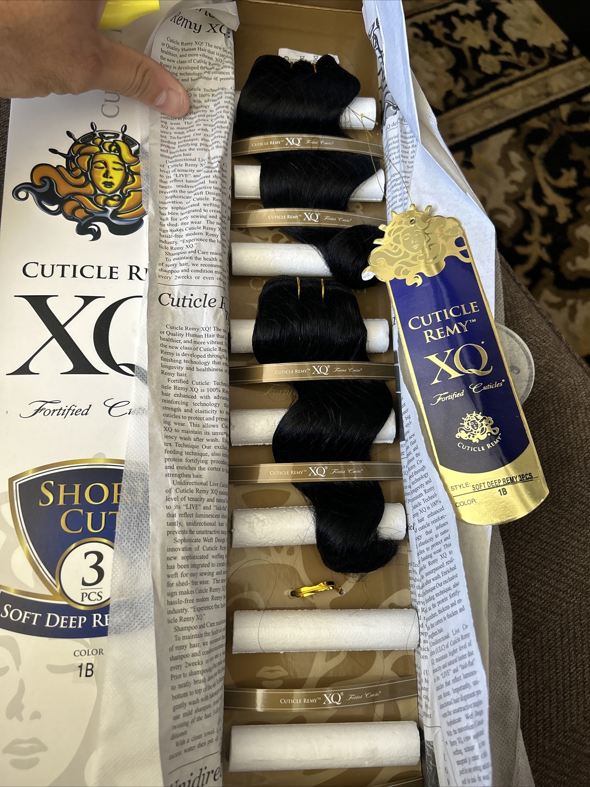 XQ Cuticle Remy 100% human hair weave Soft Deep remy 2pc Color 1B