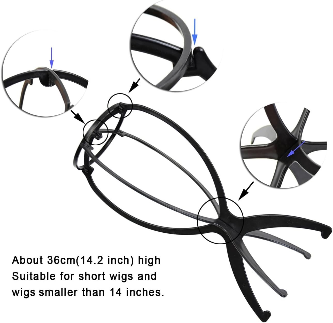 Durable Plastic Wig Stands – 14.2 Inches, Ideal for Air Drying & Storage