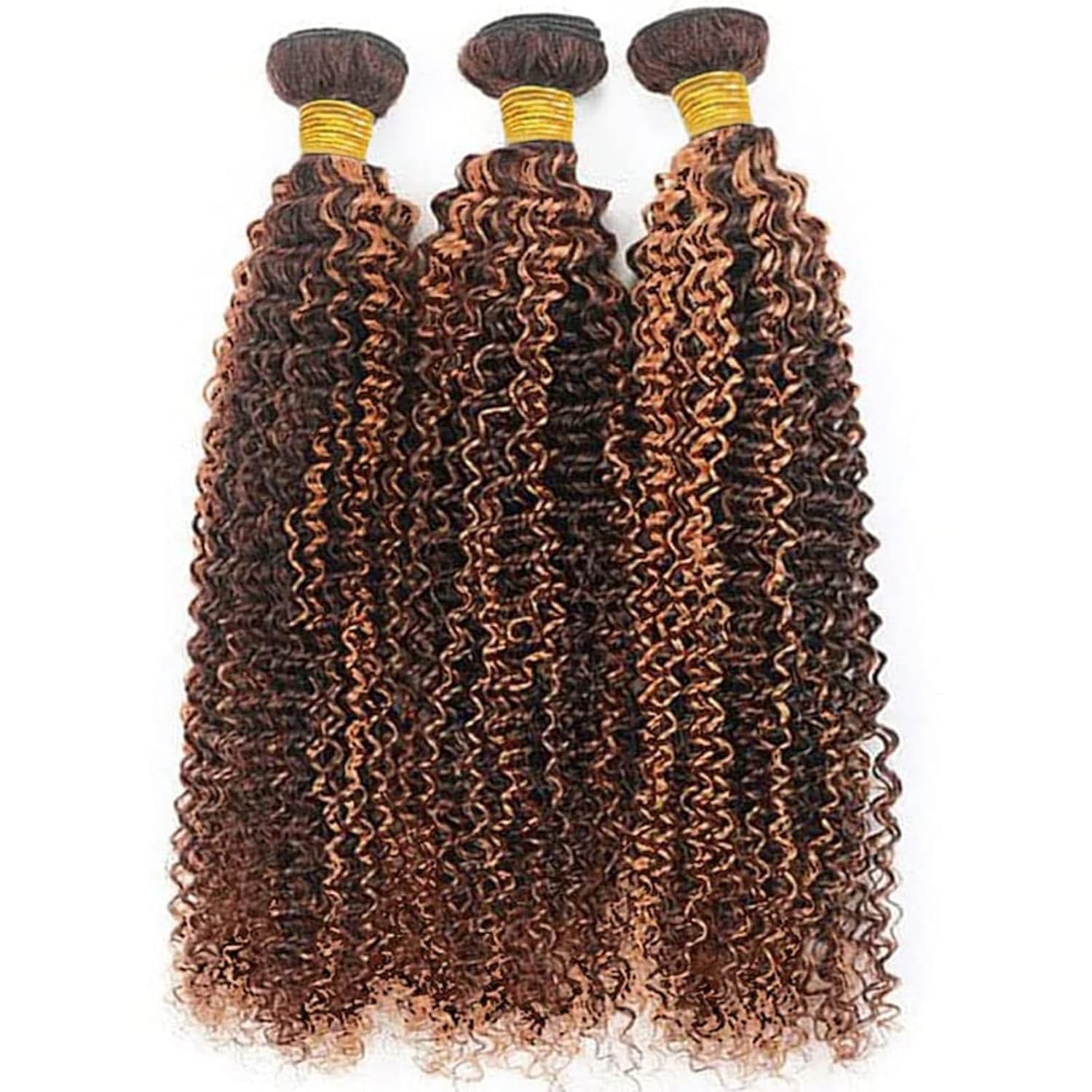Giginger Jerry Curly Human Hair Bundles 26 28 30 Inch Brazilian Chocolate Brown