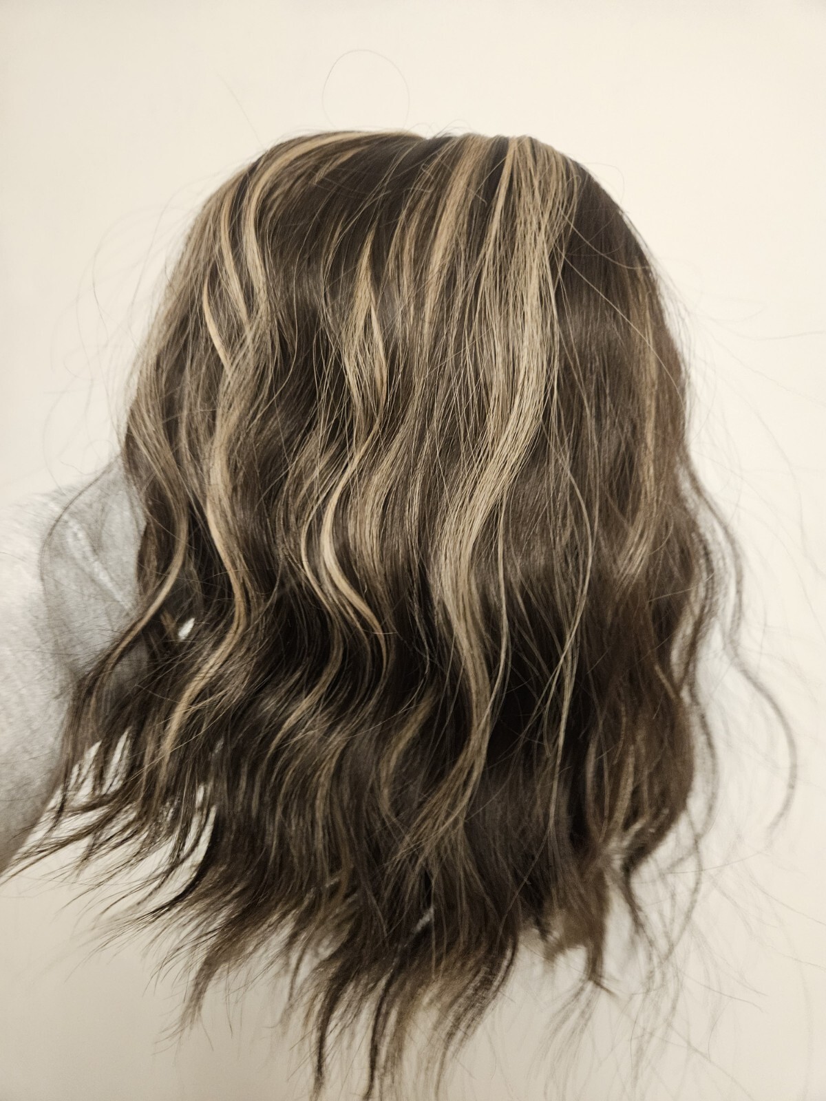 MEDIUM BROWN HIGHLIGHTS SHORT WAVY HAIR WIG LACE FRONT NEW