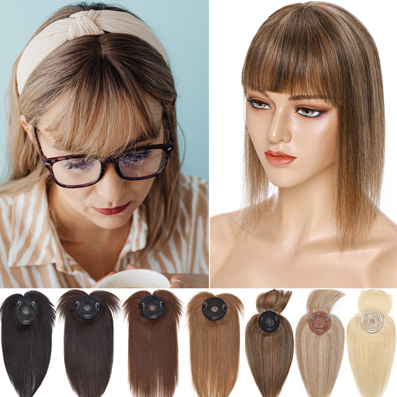 Natural Clip In Human Hair Topper Hairpiece Toupee Wigs Bangs For Thinning Hair