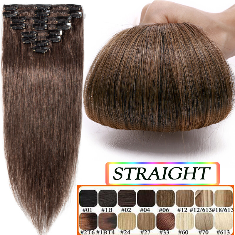 Clip In 100% Remy Real Human Hair Extensions Full Head Highlight Ombre US 8″-24″