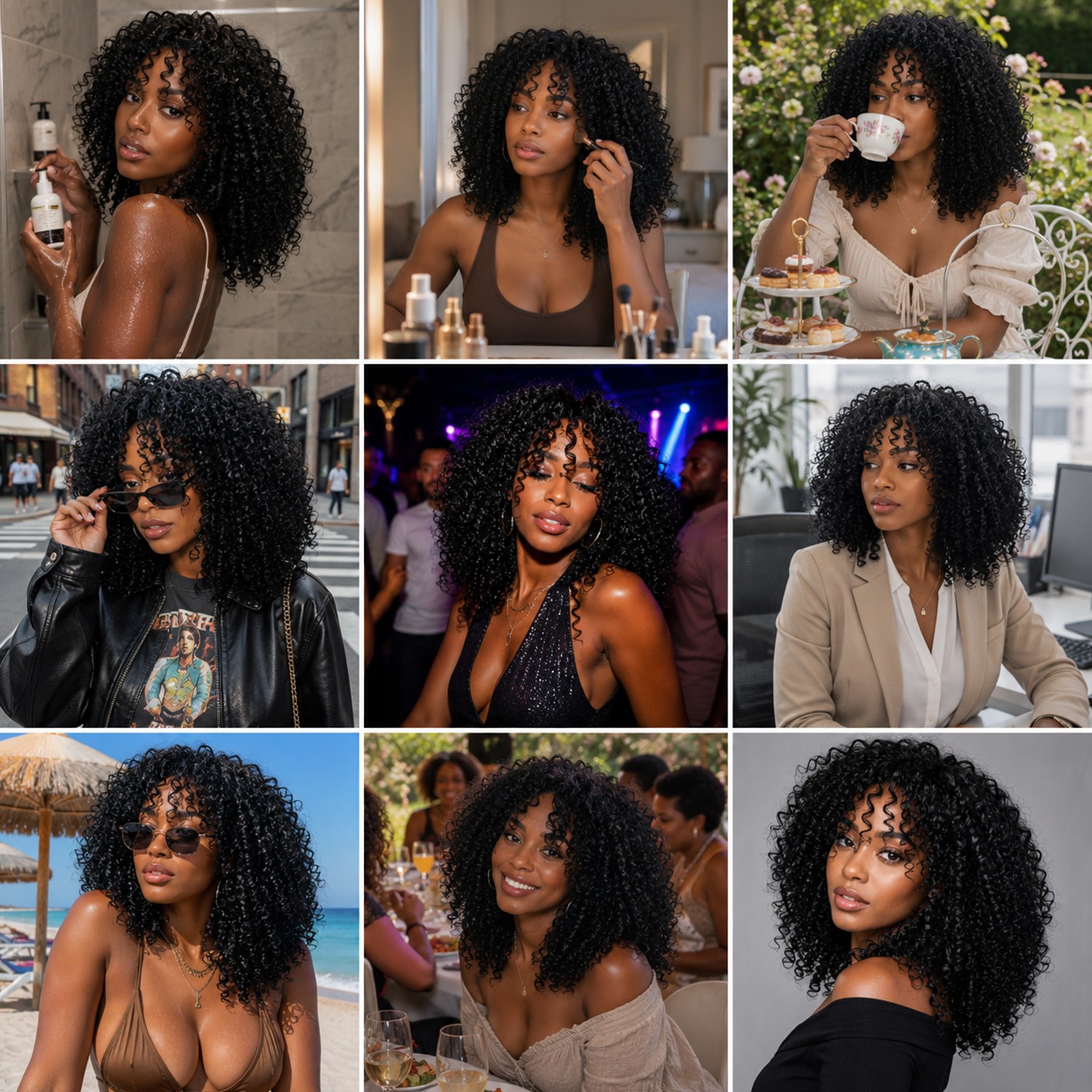 Womens Brazilian Human Wigs Short Curly Wavy Hair Synthetic Natural Daily Wig