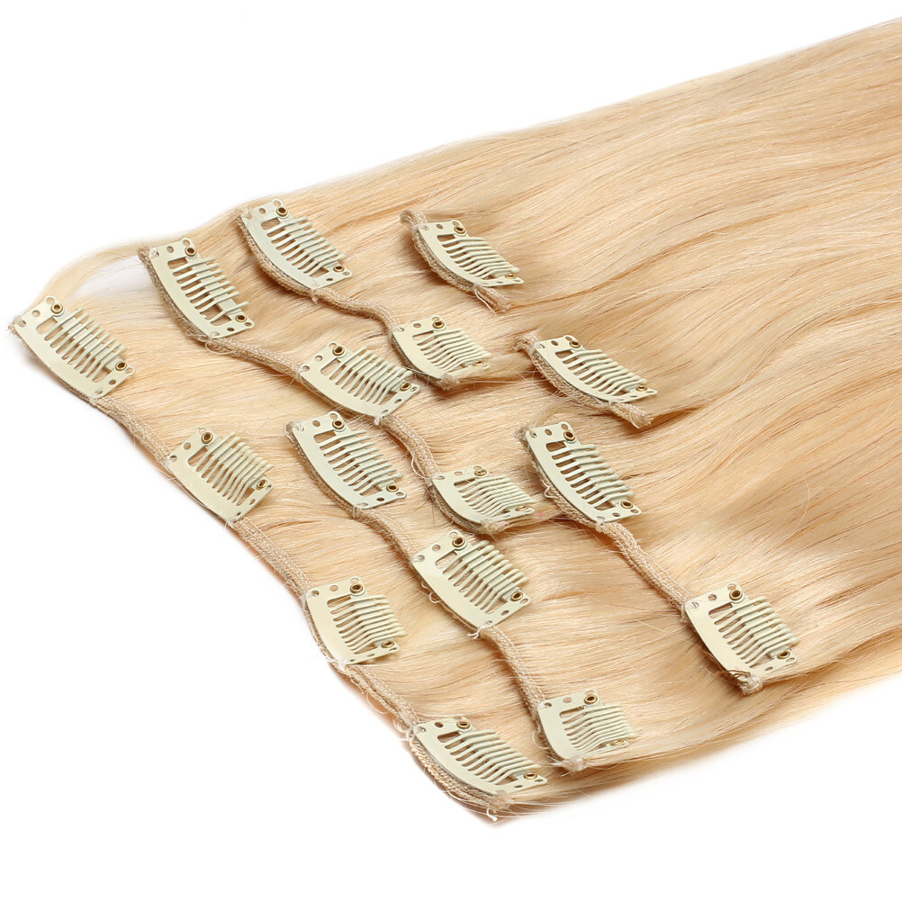 Clip in Hair Extensions Real Human Hair Double Weft Clips in Remy Hair Full Head