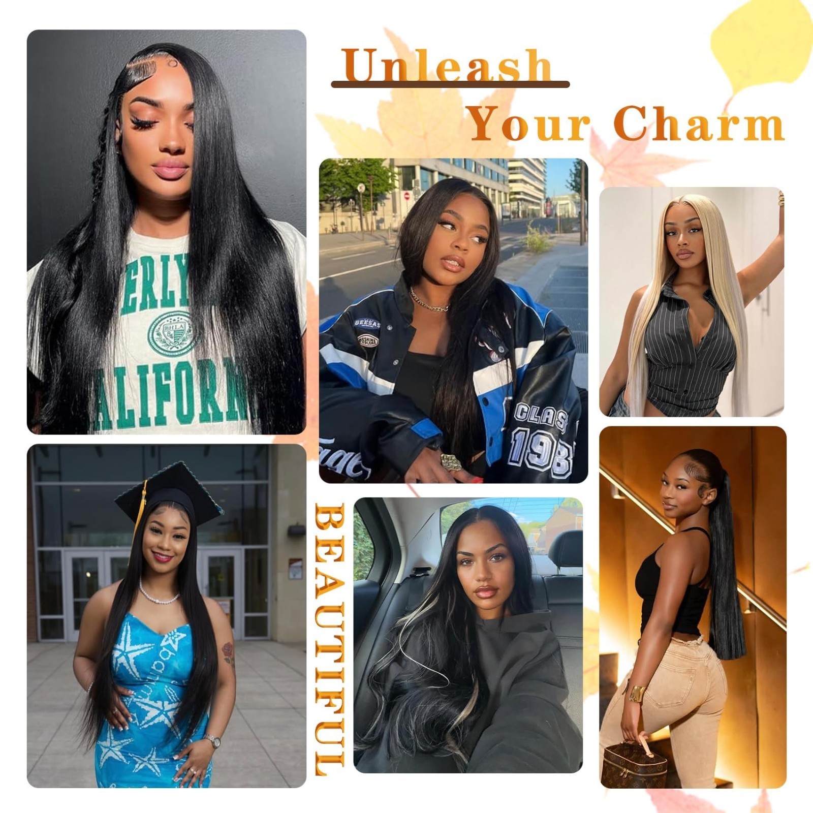 24 Inch V Part Wig Human Hair – Straight Glueless Half Wig, Clip-In, No Leave Ou