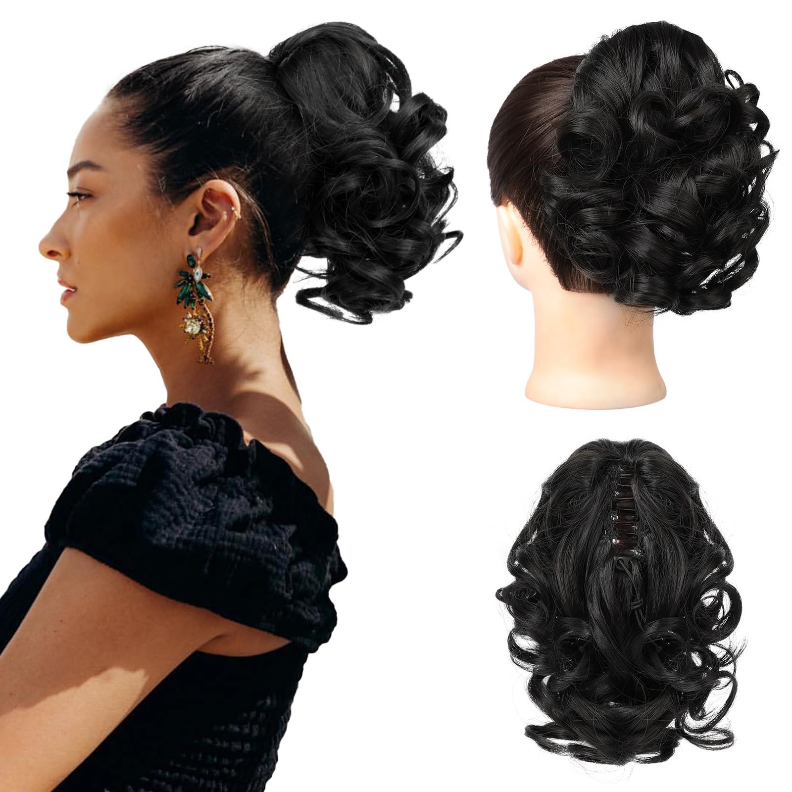 Ponytail Extension 9″ Short Curly Wavy Claw Clip – Lightweight 80g for Fine Hair