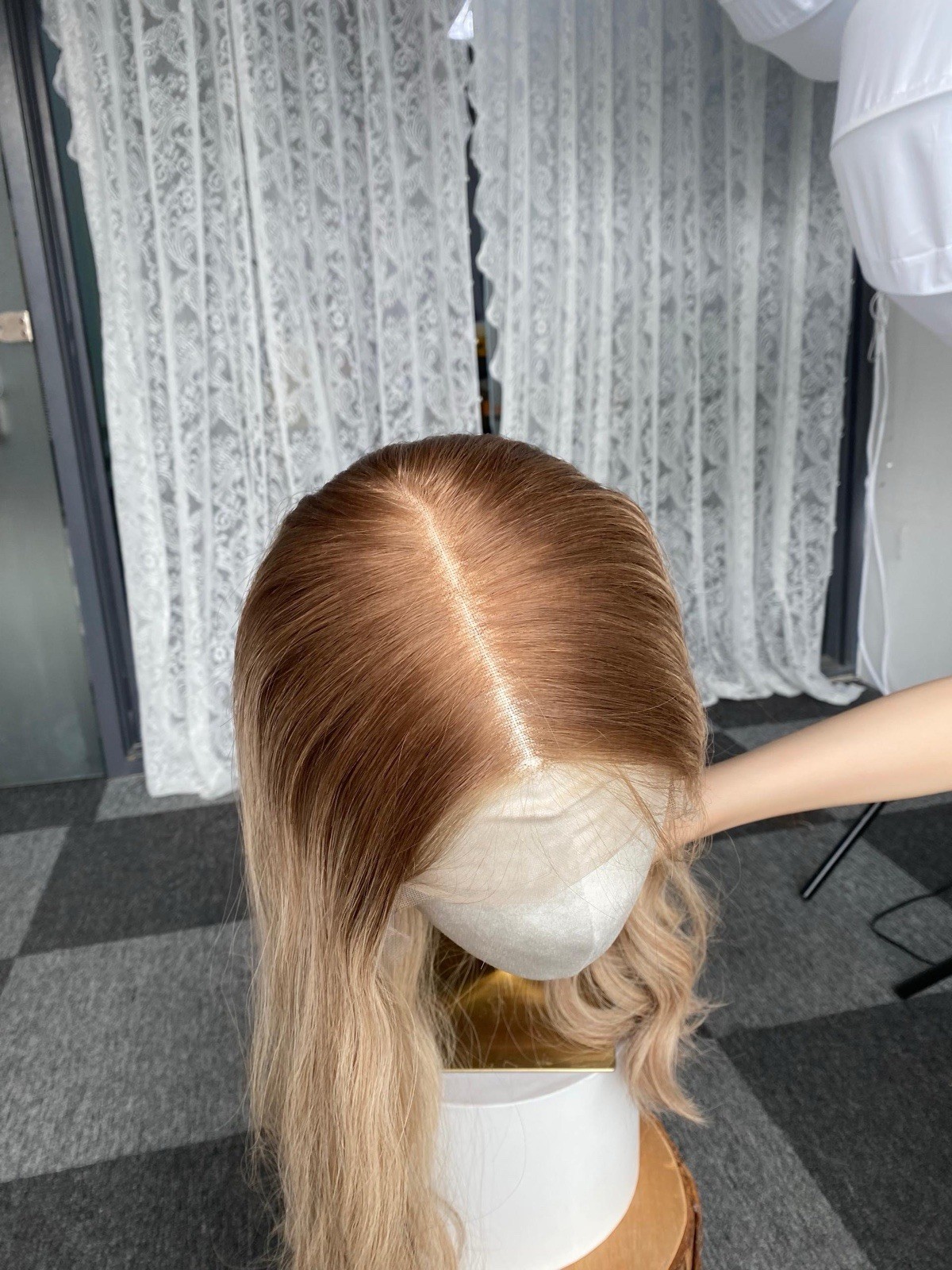 Lace Top Human Hair Wig Sheitel– 25” | Slight Layer | Color 6/613 | Medium Cap