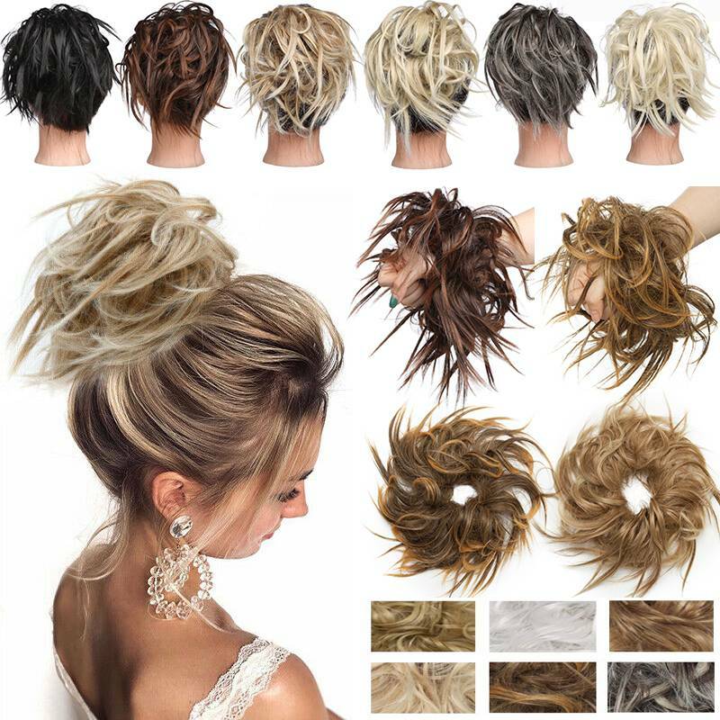 THICK X-LARGE Messy Bun Hair Piece Scrunchie Updo Wrap Hair Extensions as Human