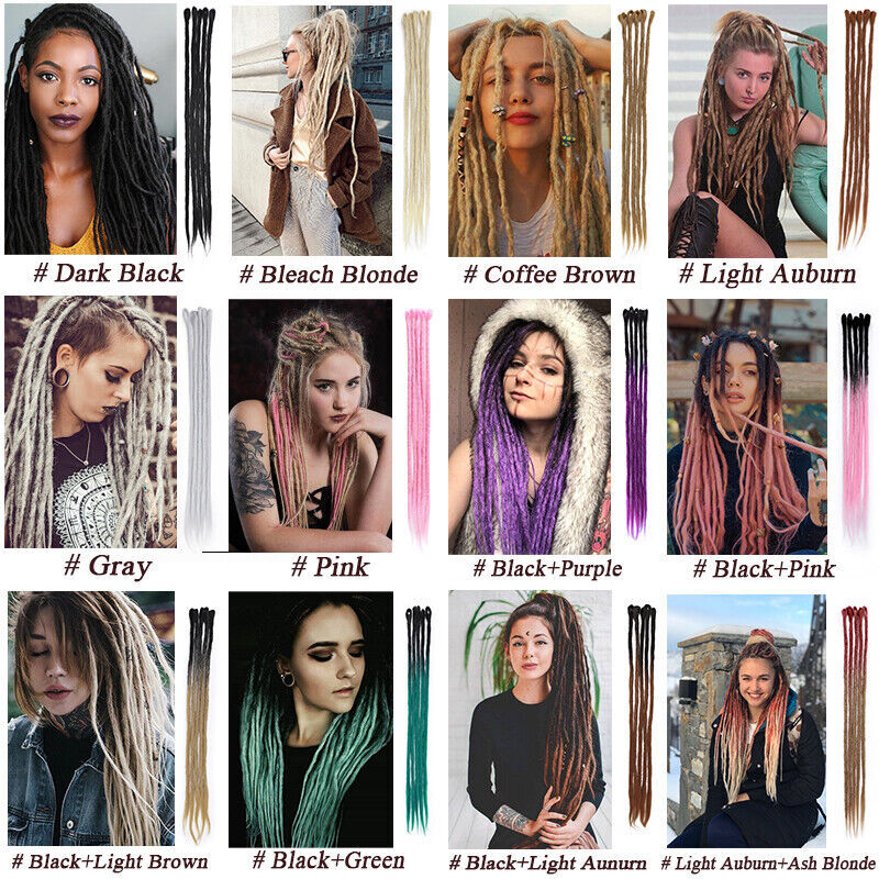 50cm Ombre Dreadlocks Extensions Crochet Braiding Hair Dreads Locs Synthetic New