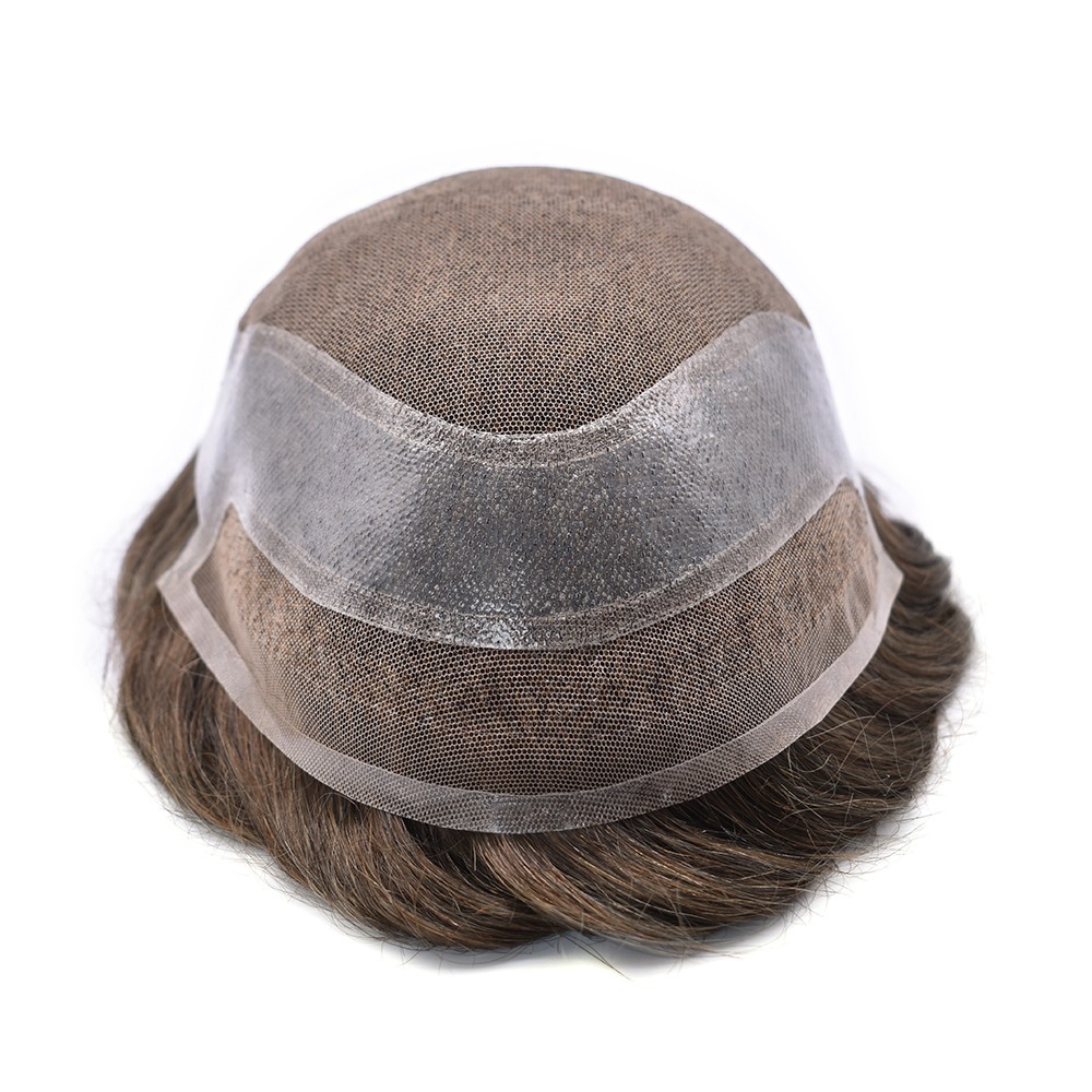 Mens Toupee Hair System Replacement French Lace Mens Hairpiece Skin Wig for Men