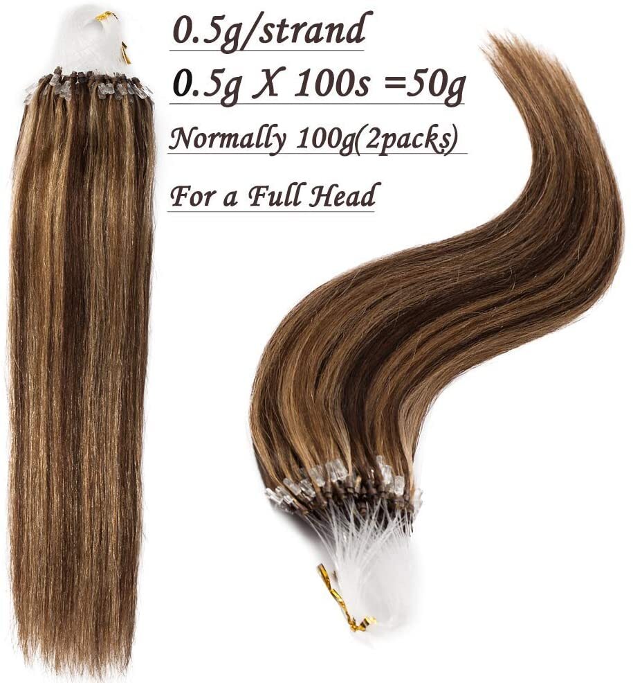 Micro Link Human Hair Extensions Micro Loop Remy Indian Straight Hair 16″-26″ US