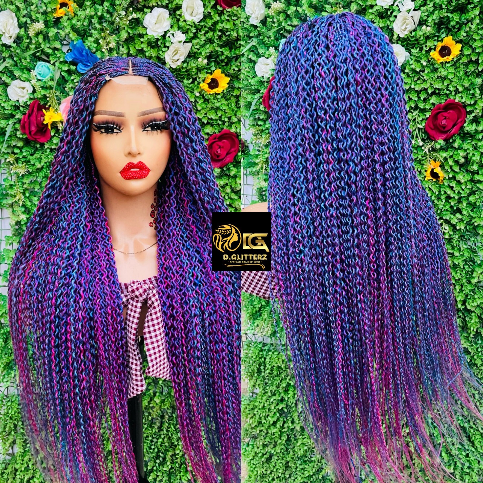 WATERMELON BRAIDED WIG ON 2*4 LACE CLOSURE 35″
