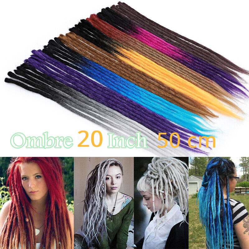 50cm Ombre Dreadlocks Extensions Crochet Braiding Hair Dreads Locs Synthetic New