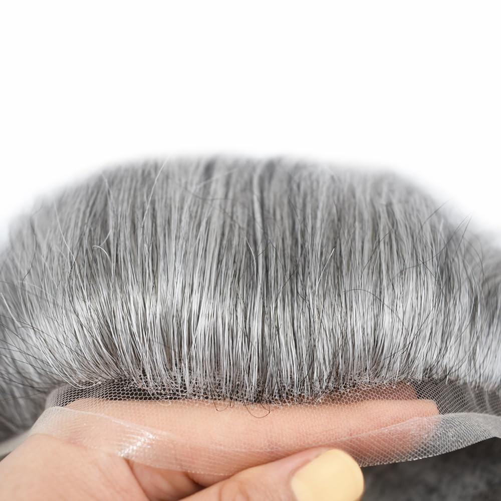 Swiss Lace Front Men Toupee Remy Human Hairpiece Bleached Knots Natural Hairline