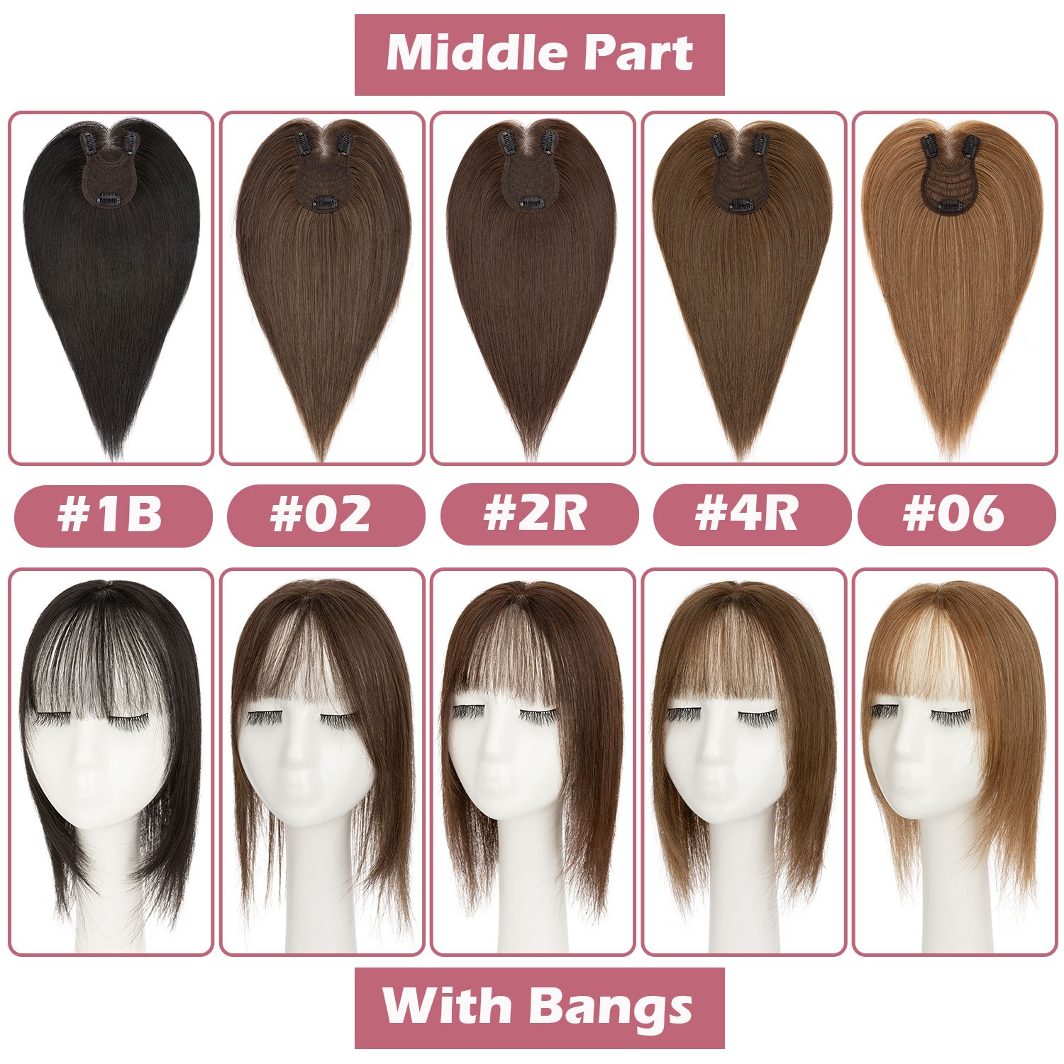 2026 100% Human Hair Topper Toupee Clip in Hairpiece Bangs Bob Top Wig For Women