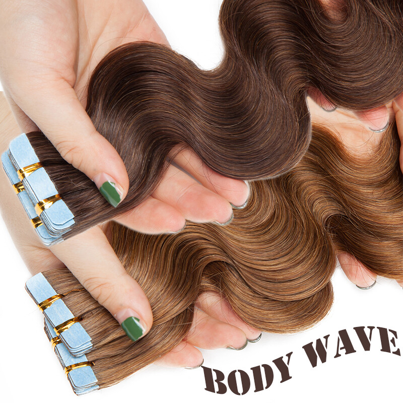 CLEARANCE Curly Wavy Tape in Real Remy Human Hair Extensions Skin Weft 10-40PCS
