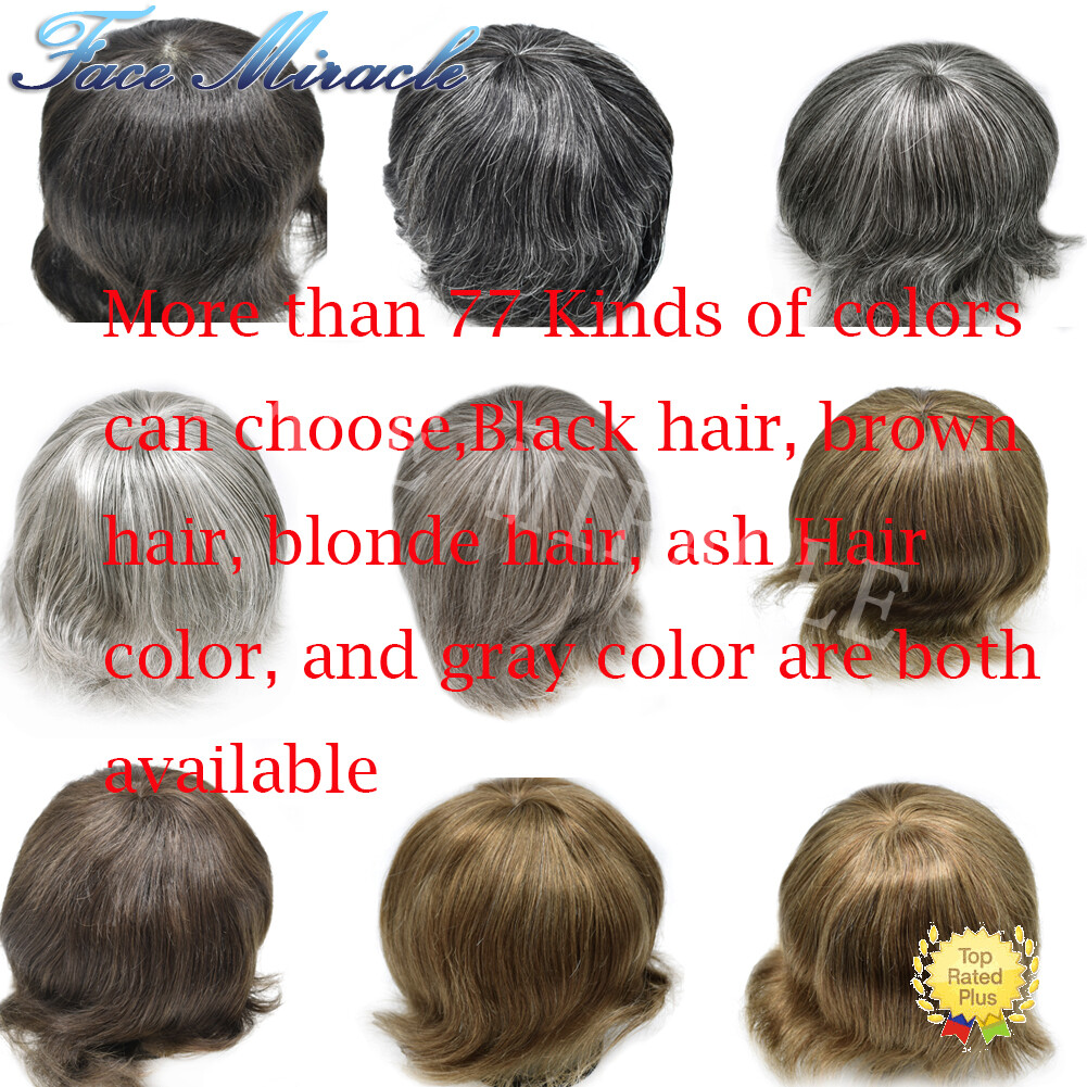 Full PU Mens Toupee for Men Human Hair Replacement System Skin Poly Hair Piece