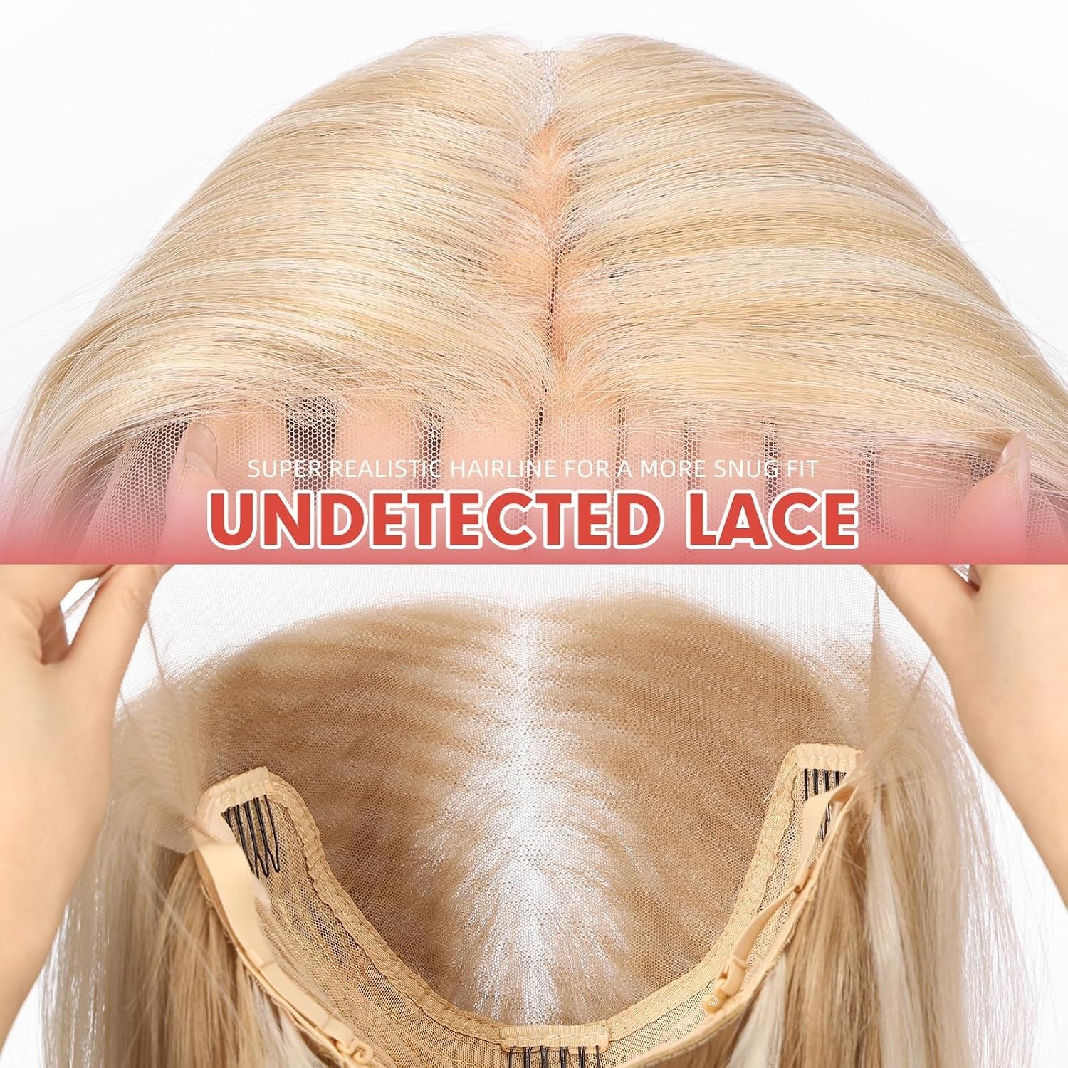 HD Blonde Lace Front Human Hair Blend Straight Wigs