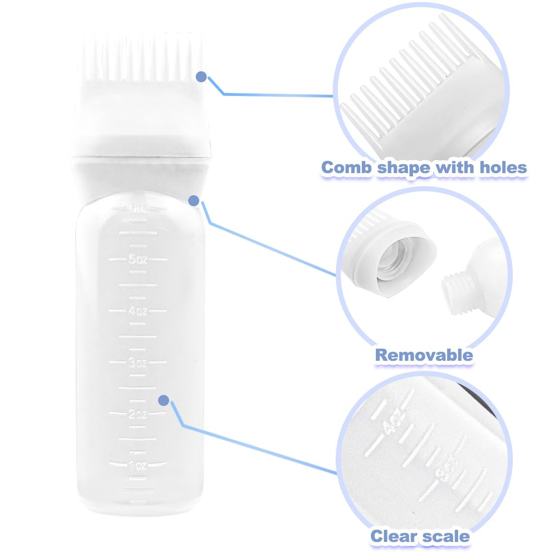 4PCS Hair Oiler Comb Bottle, Root Applicator for Scalp Oil and Hair Oiling, 6Oz