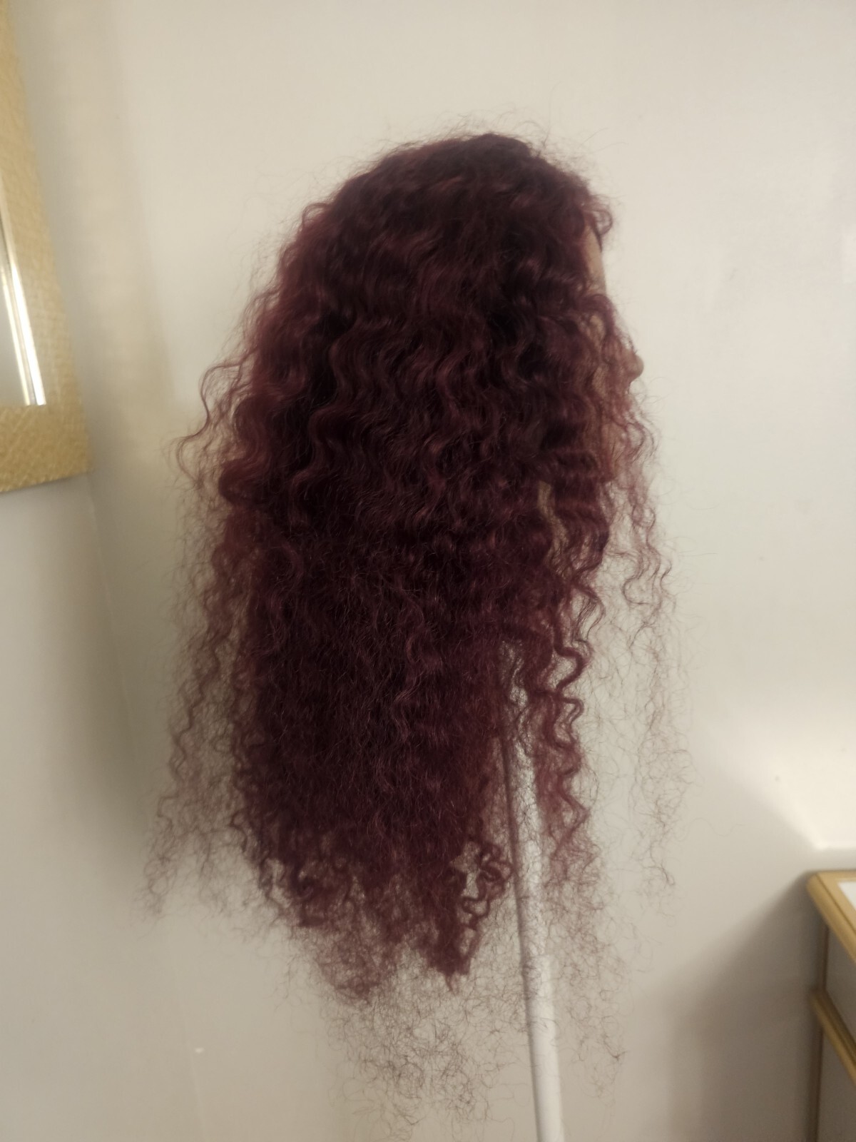 High Quality regular Top Reddish 24″ curly wavy 100% Virgin Human Hair Lace Wig