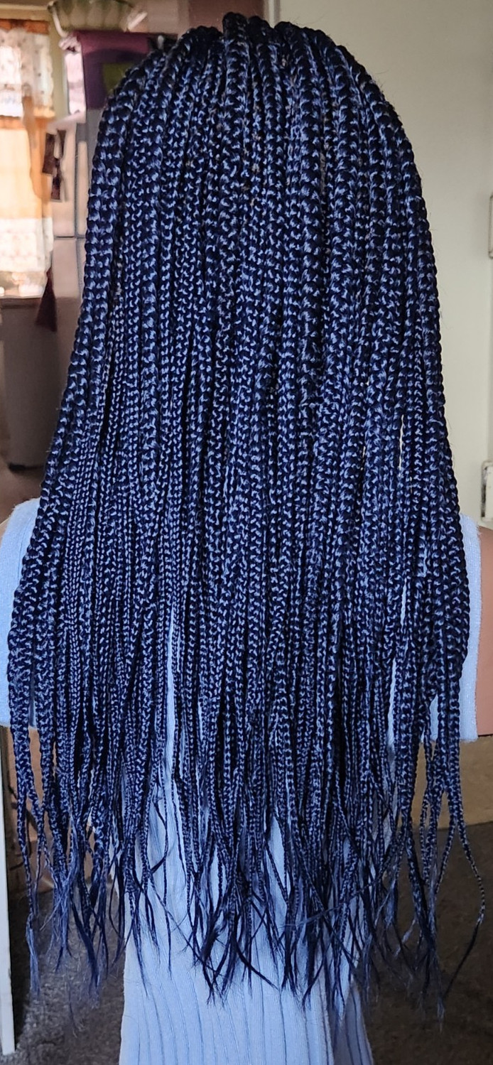 Handmade box Full Lace Cornrow wig 1B mix Dark blue