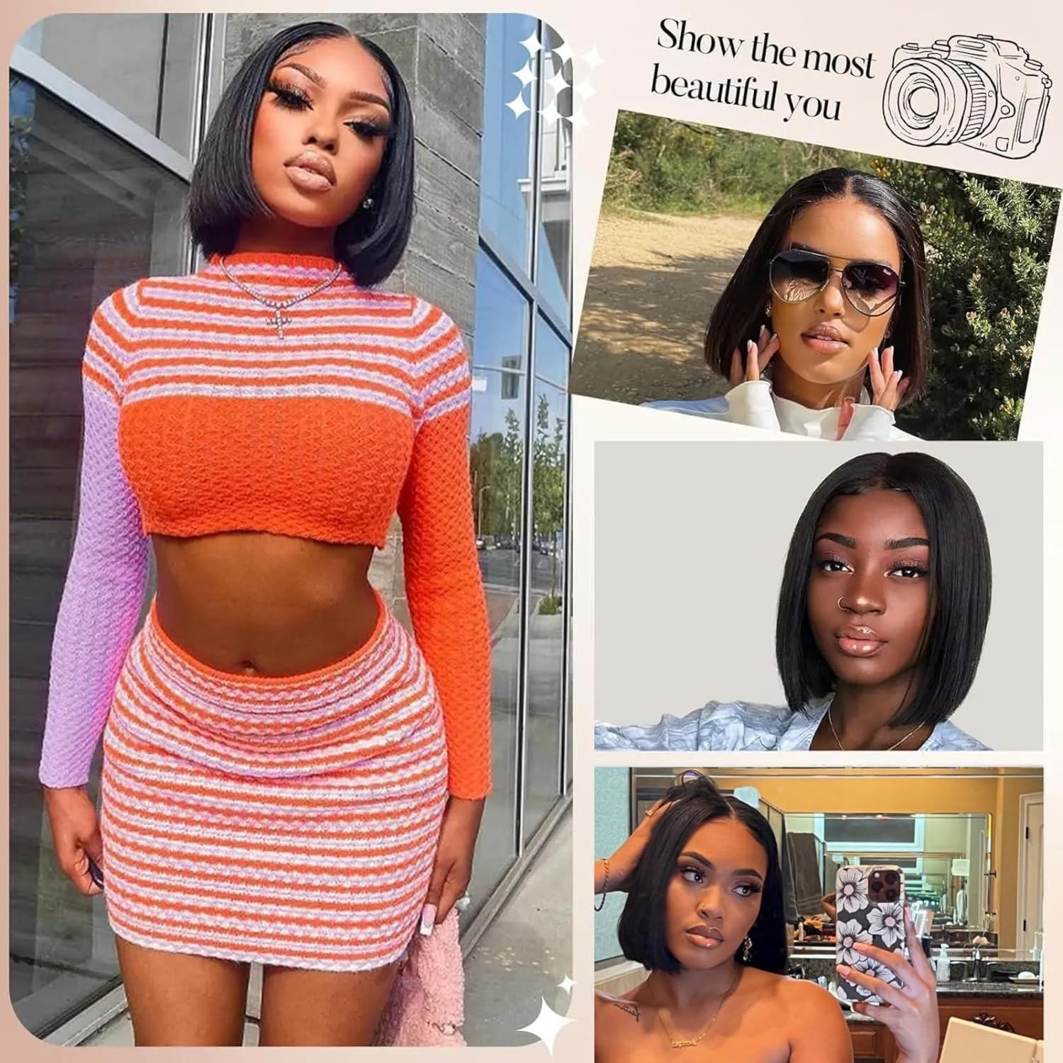 Wear and Go Glueless Bob Wigs Human Hair 4×4 Hd Lace Closure WigStraight Bob Wig