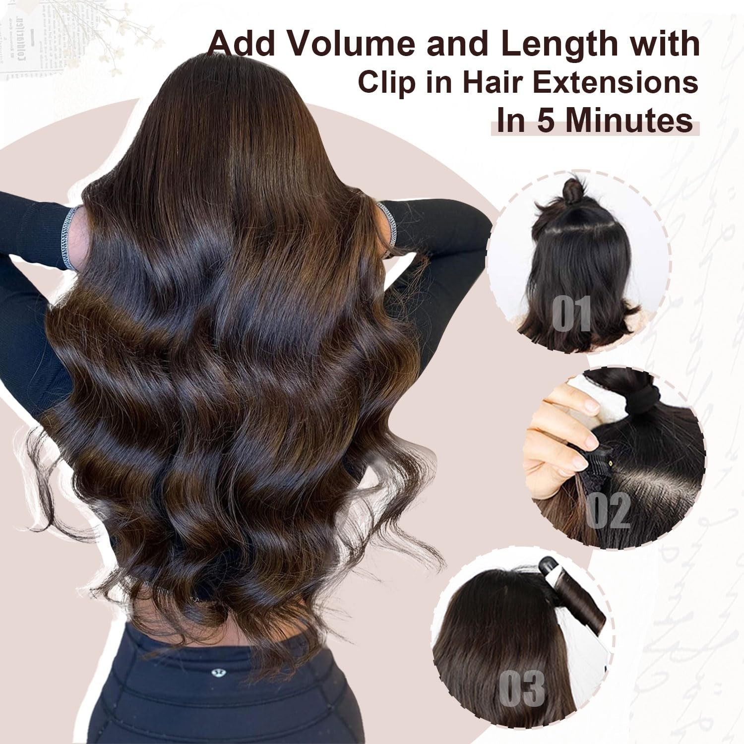 20″ Clip In Hair Extensions Remy Human Hair 120g Medium Brown to Caramel Blonde