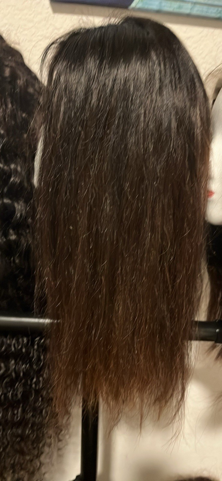 Long Straight Wig Hairpiece for Women Adult Black to Brown Shade