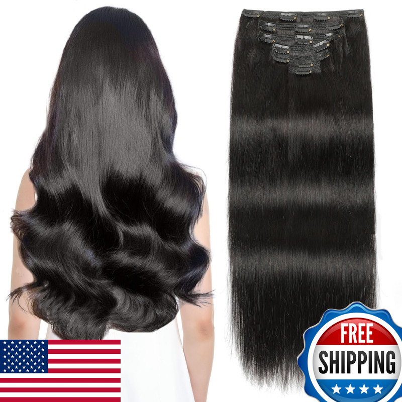 Sisily Clip In Hair Extensions Real Human Hair16 Inch 140G Natural Straight