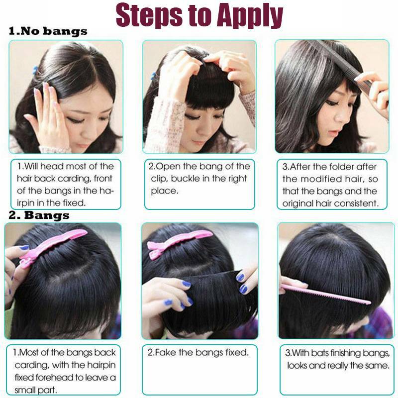 Straight Curly Bangs Clip in Fringe Hairpiece Neat Side Hair Extension as Human