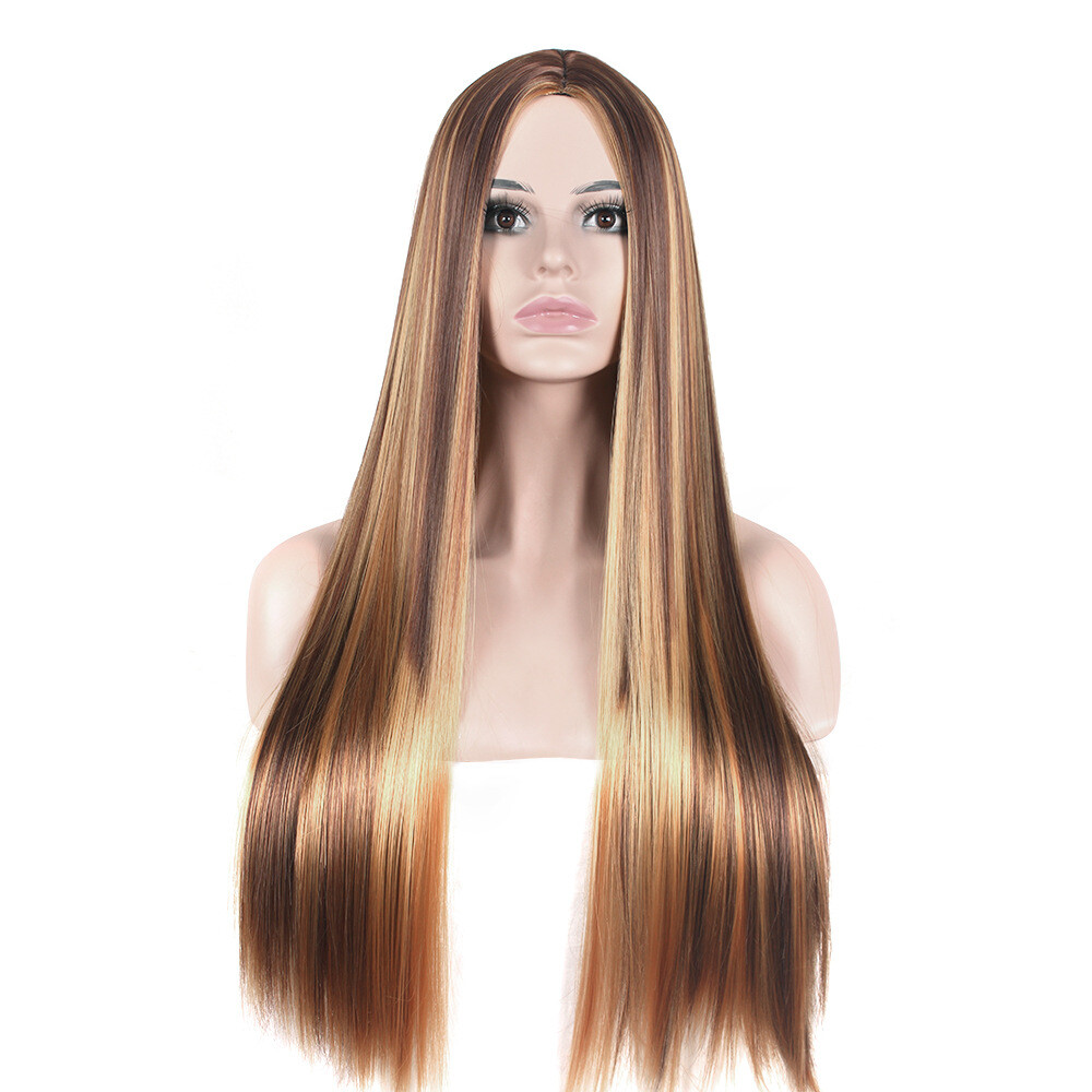 Highlight Wig Brazilian Straight Human Hair Full Wigs Ombre Brown Honey Blonde
