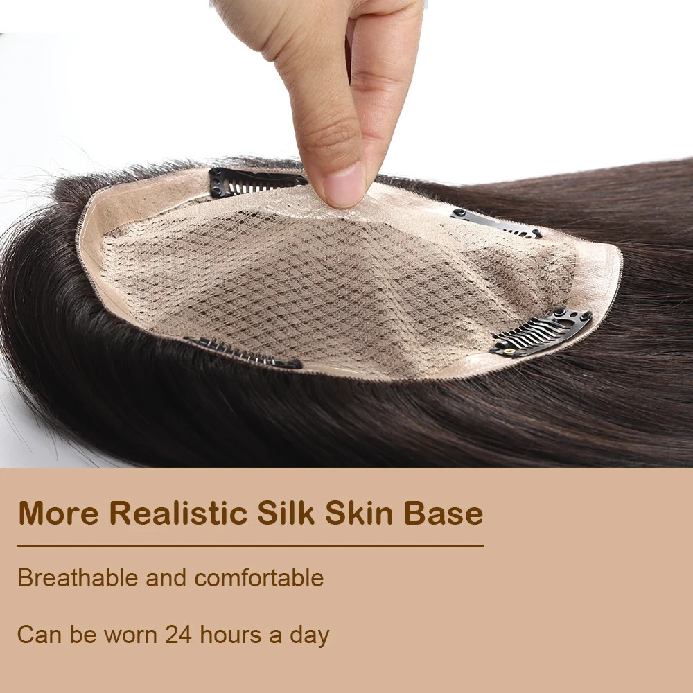 100% human hair Topper 16x18cm Remy Hair Silk Top Hand Tied Hair ready to wear