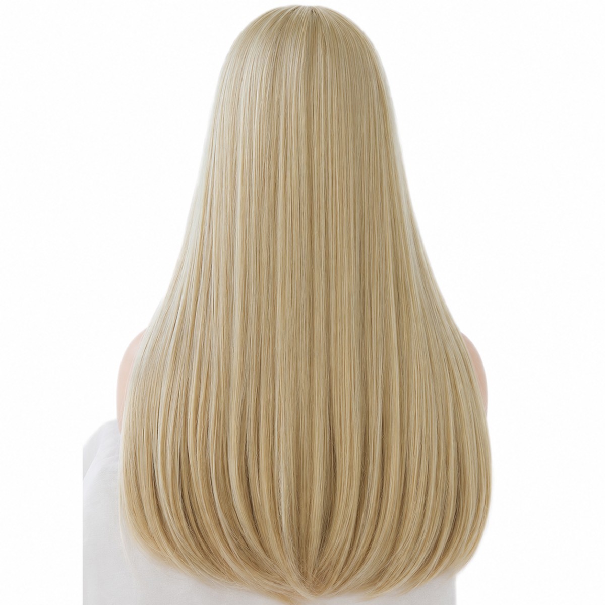 Long Straight Heat Resistant Synthetic Hair Mixed blonde Costume Wigs With Bangs