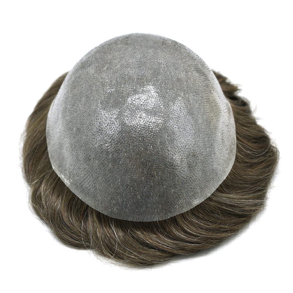 Full Poly Mens Toupee Hairpiece All Skin PU Hair Replacement System Wigs for Men