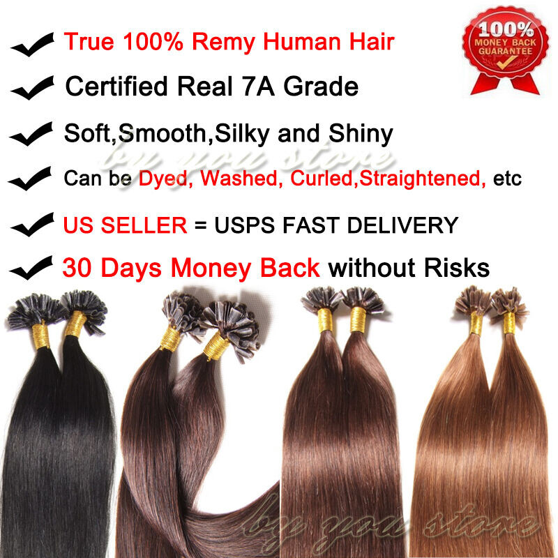 Remy Nail U Tip 100% Human Hair Extensions Fusion Keratin Pre Bonded Balayage US